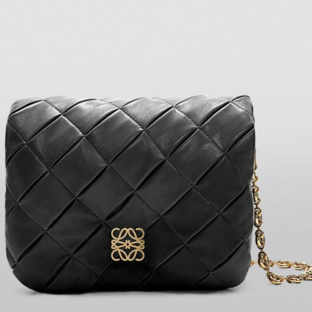 Loewe Puffer Goya Pleated Shiny Lambskin - Black NWT
